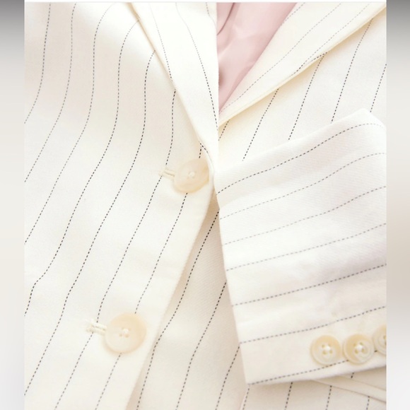 Black/white striped Linen Blend Blazer NWOT - Picture 9 of 15
